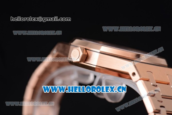 Audemars Piguet Royal Oak Clone AP Calibre 3120 Automatic Rose Gold Case/Bracelet with White Dial and Stick Markers (EF) - Click Image to Close